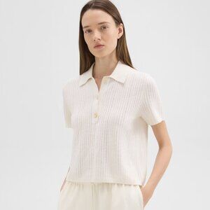 Theory Ivory Matt Cropped Polo Size M